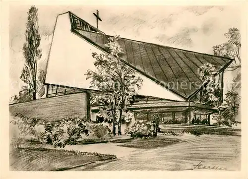 AK / Ansichtskarte Charlottenburg Neue Kirche am Lietzensee Kuenstlerkarte Charlottenburg