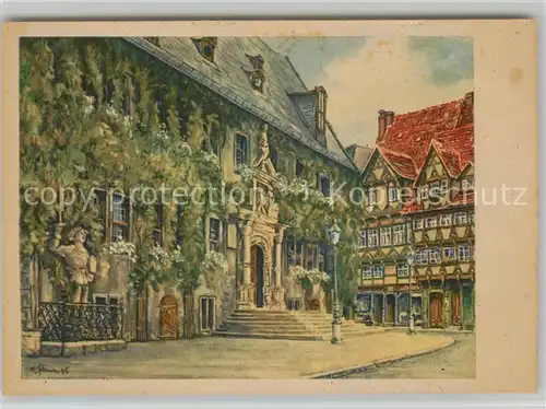 AK / Ansichtskarte Quedlinburg Rathaus Kuenstlerkarte Quedlinburg