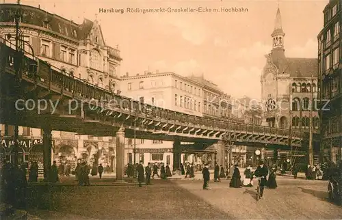 AK / Ansichtskarte Hamburg R?dingsmarkt Graskeller Ecke mit Hochbahn Hamburg