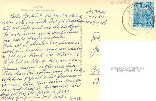 AK / Ansichtskarte Lychen Br?cke ?ber den M?hlenbach G?nse Lychen