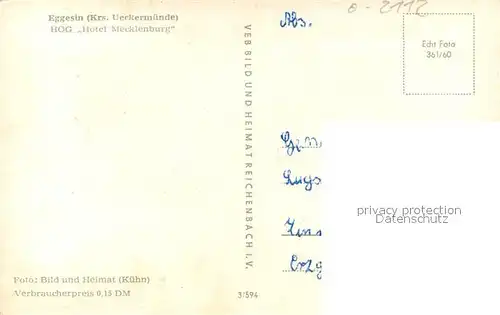 AK / Ansichtskarte Eggesin HOG Hotel Mecklenburg Eggesin