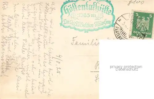 AK / Ansichtskarte Partenkirchen H?llentalangerh?tte Partenkirchen