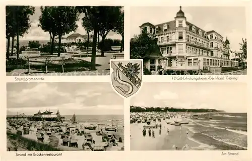 AK / Ansichtskarte Ahlbeck_Ostseebad Promenade Erholungsheim Bernhard G?ring Seebr?cke Strand Ahlbeck_Ostseebad