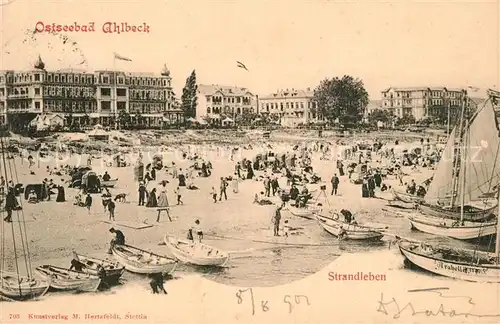 AK / Ansichtskarte Ahlbeck_Ostseebad Strandleben Boote Ahlbeck_Ostseebad