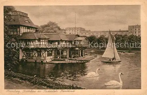 AK / Ansichtskarte Hamburg Bootshaus des Ruderclub Hammonia Schw?ne Segelboot Hamburg