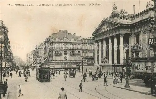 AK / Ansichtskarte Strassenbahn Bruxelles Bourse Boulevard Anspach  