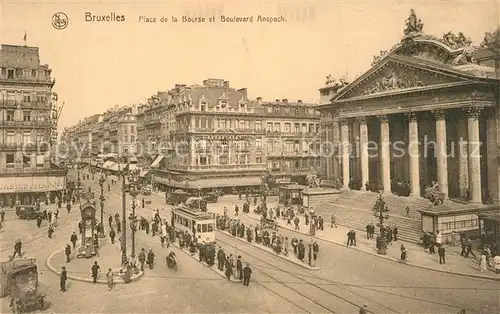 AK / Ansichtskarte Strassenbahn Bruxelles Place de la Bourse Boulevard Anspach  