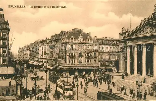 AK / Ansichtskarte Strassenbahn Bruxelles Bourse Boulevards 