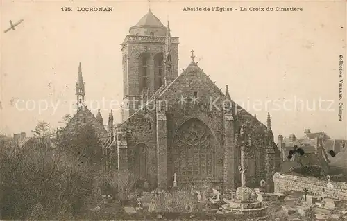 AK / Ansichtskarte Locronan Abside de l Eglise La Croix du Cimetiere Locronan
