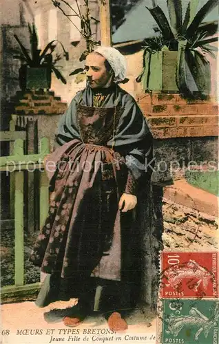 AK / Ansichtskarte Bretagne_Region Moeurs et Types Bretons Jeune Fille de Conquet en Costume Bretagne Region