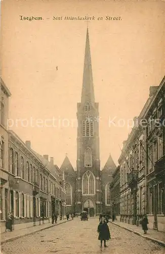 AK / Ansichtskarte Iseghem_Flandre Sint Hiloniuskerk en Straat Iseghem_Flandre