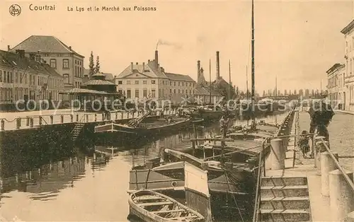 AK / Ansichtskarte Courtrai_Flandre La Lys et le Marche aux Poissons Courtrai_Flandre