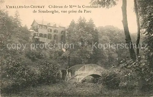 AK / Ansichtskarte Virelles lez Chimay Chateau de Mme la Comtesse de Sousberghe vue prise du Parc 