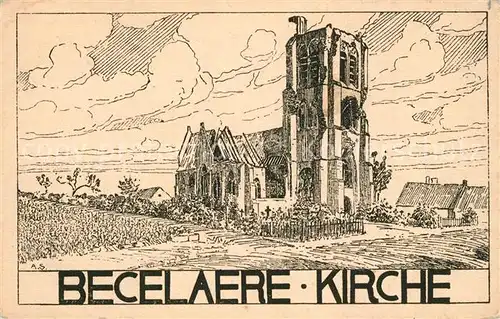 AK / Ansichtskarte Becelaere Kirche Zeichnung Becelaere