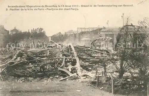 AK / Ansichtskarte Bruxelles_Bruessel Incendie dans l Exposition Universelle 1910 Brand in de Tentoonstelling van Brussel Bruxelles_Bruessel