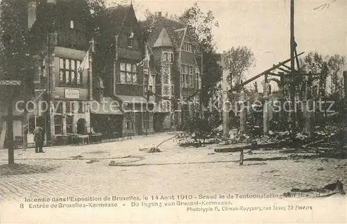AK / Ansichtskarte Bruxelles_Bruessel Incendie dans l Exposition Universelle 1910 Brand in de Tentoonstelling van Brussel Bruxelles_Bruessel