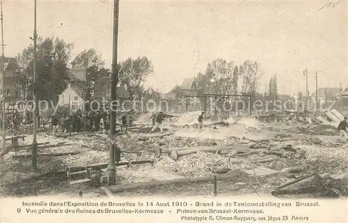 AK / Ansichtskarte Bruxelles_Bruessel Incendie dans l Exposition Universelle 1910 Brand in de Tentoonstelling van Brussel Bruxelles_Bruessel