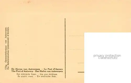 AK / Ansichtskarte Antwerpen_Anvers Haven van Antwerpen Een elektrische Kraan Antwerpen Anvers