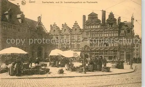 AK / Ansichtskarte Gent_Gand_Flandre Veerleplaats oud St Laurentiusgasthuis en Vischmarkt Gent_Gand_Flandre