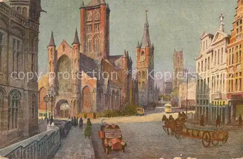 AK / Ansichtskarte Gand_Belgien Eglise Saint Nicolas le Beffroi et lEglise Saint Bavon Gand Belgien