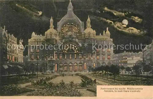 AK / Ansichtskarte Anvers_Antwerpen la nuit Gare Centrale Anvers Antwerpen