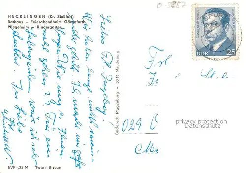 AK / Ansichtskarte Hecklingen_Stassfurt Rathaus Feierabendheim G?nsefurth Pflegeheim Kindergarten Hecklingen_Stassfurt