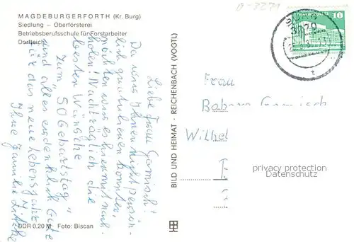 AK / Ansichtskarte Magdeburgerforth Siedlung Oberf?rsterei Betriebsberufsschule f?r Forstarbeit Magdeburgerforth