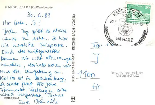 AK / Ansichtskarte Hasselfelde Hasselsperre Hasselfelde