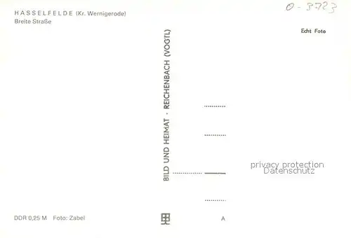 AK / Ansichtskarte Hasselfelde Breite Strasse Hasselfelde