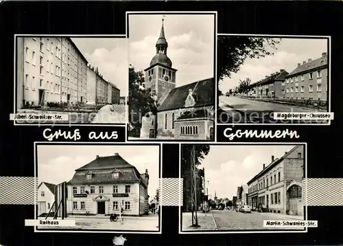 AK / Ansichtskarte Gommern Albert Schweizer Strasse Magdeburger Chaussee Rathaus Martin Schwantes Strasse Gommern