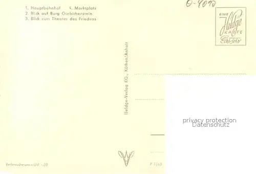 AK / Ansichtskarte Halle_Saale Marktplatz Hauptbahnhof Burg Giebichenstein Theater Halle_Saale