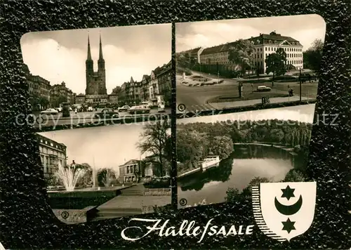 AK / Ansichtskarte Halle_Saale Hallmarkt Theater Krug zum gr?nen Kranze Frankesche Stiftung Halle_Saale