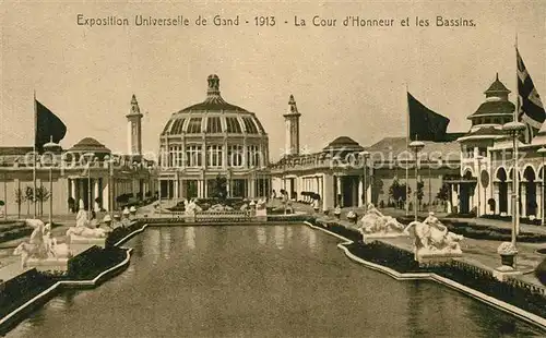 AK / Ansichtskarte Exposition_Universelle_Gand_1913 Cour d Honneur Bassins 