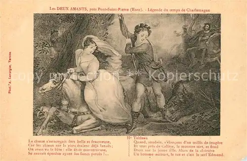AK / Ansichtskarte Pont Saint Pierre Les Deux Amants Legende du temps de Charlemagne IIe Tableau Peinture Kuenstlerkarte Pont Saint Pierre