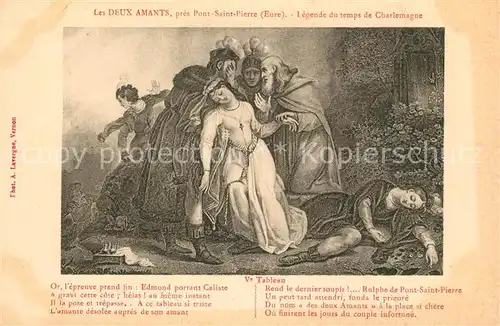 AK / Ansichtskarte Pont Saint Pierre Les Deux Amants Legende du temps de Charlemagne Ve Tableau Peinture Kuenstlerkarte Pont Saint Pierre