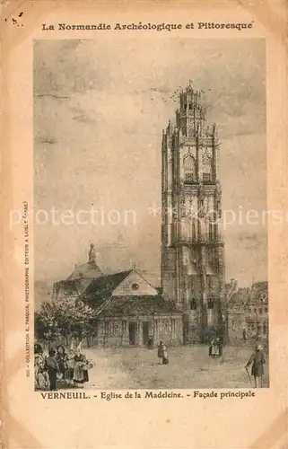 AK / Ansichtskarte Verneuil sur Avre Eglise de la Madeleine Dessin Kuenstlerkarte Verneuil sur Avre