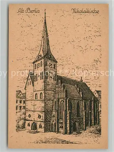 AK / Ansichtskarte Berlin Nikolaikirche Zeichnung Berlin