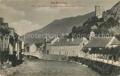 AK / Ansichtskarte Saint Beat La Garonne Esplande et Tour Saint Beat