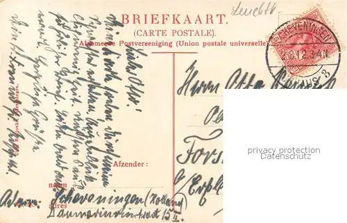 AK / Ansichtskarte Scheveningen De Vuurtoren bij avond Leuchtturm Nachtaufnahme Scheveningen