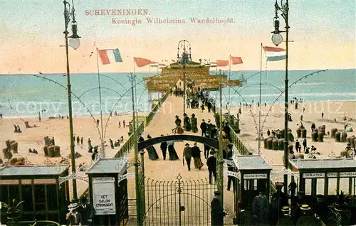 AK / Ansichtskarte Scheveningen Koningin Wilhelmina Wandelhoofd Strand Scheveningen