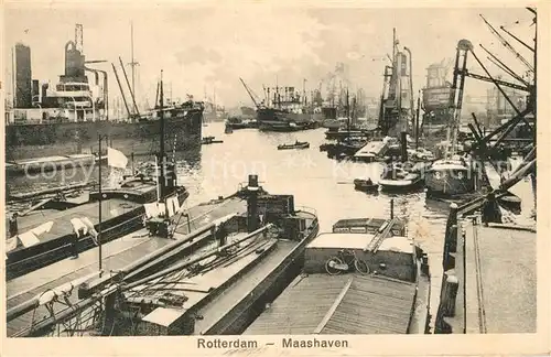AK / Ansichtskarte Rotterdam Maashaven Hafen Schiffe Frachtkahn Rotterdam