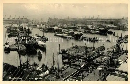 AK / Ansichtskarte Rotterdam Havengezicht Panorama Blick ueber den Hafen Schiffe Rotterdam