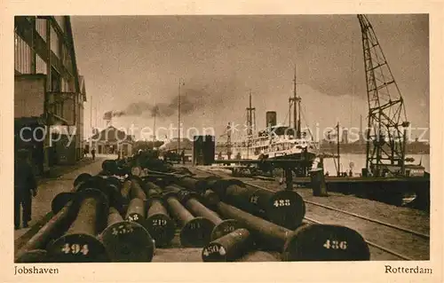 AK / Ansichtskarte Rotterdam Jobshaven Hafen Dampfer Schiffskran Rotterdam