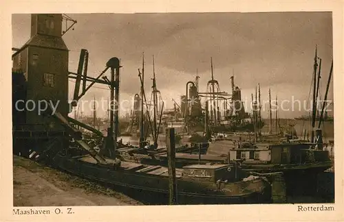 AK / Ansichtskarte Rotterdam Maashaven Hafen Dampfer Frachtkahn Rotterdam
