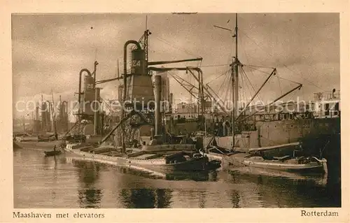 AK / Ansichtskarte Rotterdam Maashaven met elevators Hafen Frachtkaehne Rotterdam
