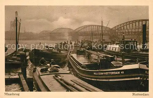 AK / Ansichtskarte Rotterdam Maasbrug Frachtkaehne Bruecke Rotterdam
