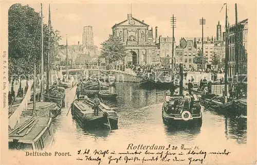 AK / Ansichtskarte Rotterdam Delftsche Poort Gracht Boote Rotterdam