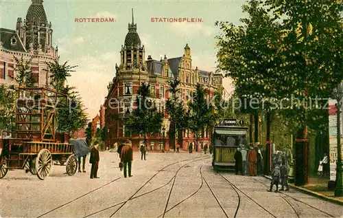 AK / Ansichtskarte Rotterdam Stationsplein Strassenbahn Rotterdam