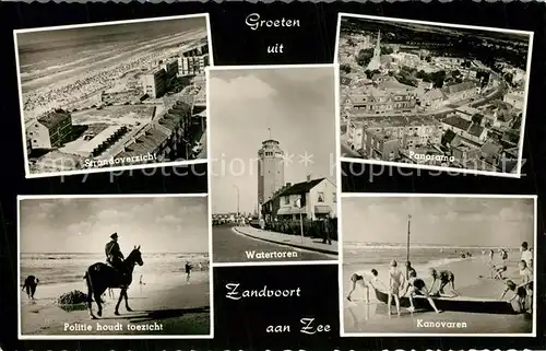 AK / Ansichtskarte Zandvoort_Holland Strand Politie Watertoren Kanovaren luchtfoto Zandvoort_Holland