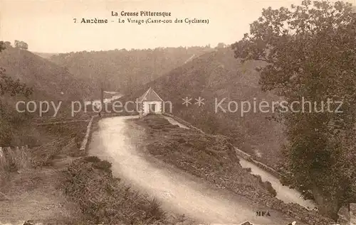 AK / Ansichtskarte Anzeme Le Virage Casse con des Cyclistes Anzeme